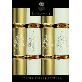 Party crackers cream and gold tree x12