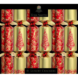 Party crackers red and gold luxury x6
