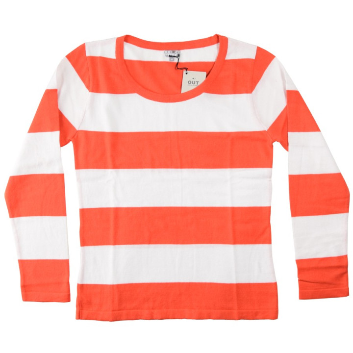 Out Of Ireland Orange-White Striped Sweater