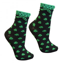 Green Shamrocks Black Socks