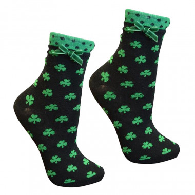 Chaussettes Noires avec Trèfles Verts