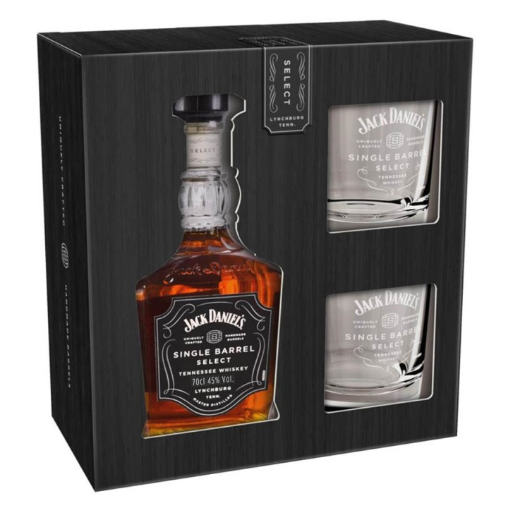 Coffret Jack Daniels Single Barrel 70cl 45° + 2 verres