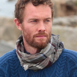 Out of Ireland Taupe-Beige-Burgundy Checked Scarf