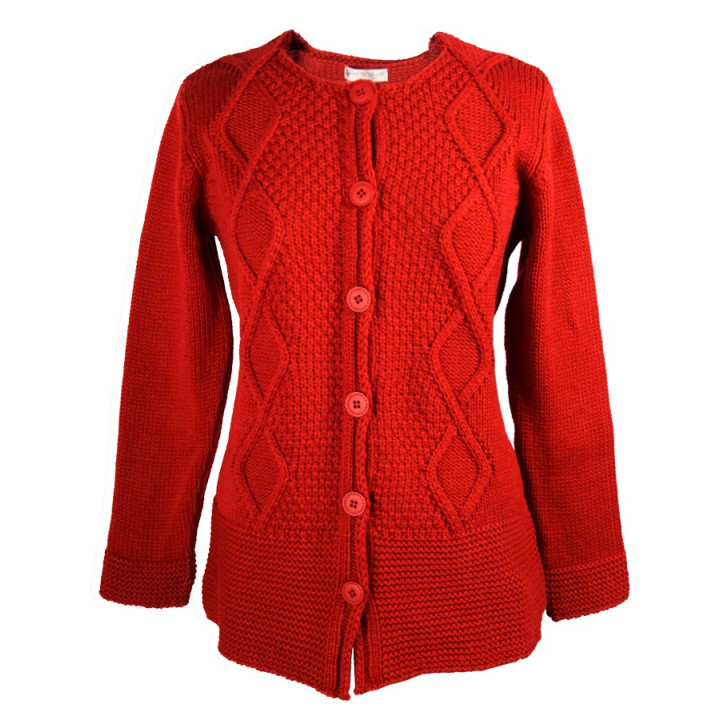 Cardigan Long Rouge Out of Ireland