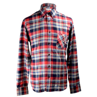 Chemise Flanelle Carreaux Bleu-Rouge Pointes Boutonnées Out of Ireland