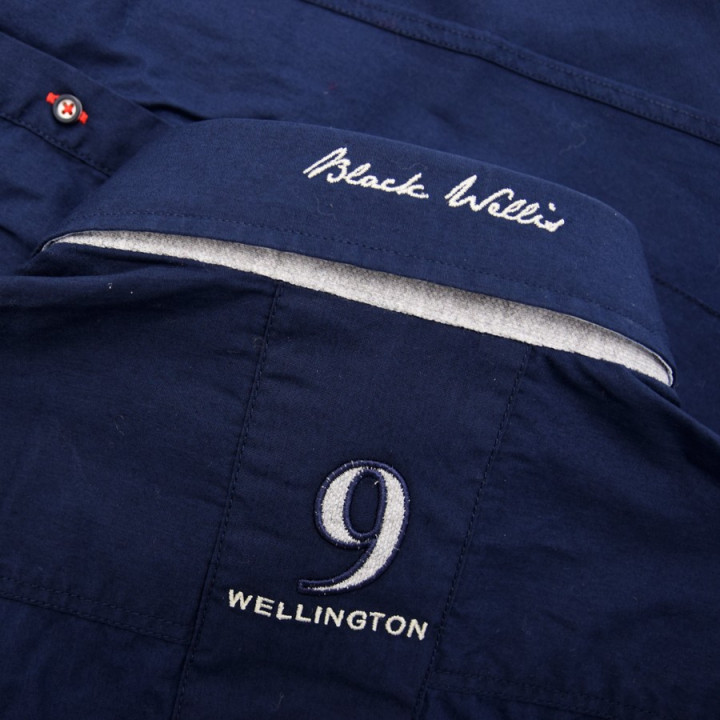 Black Wellis Button Collar Navy Shirt