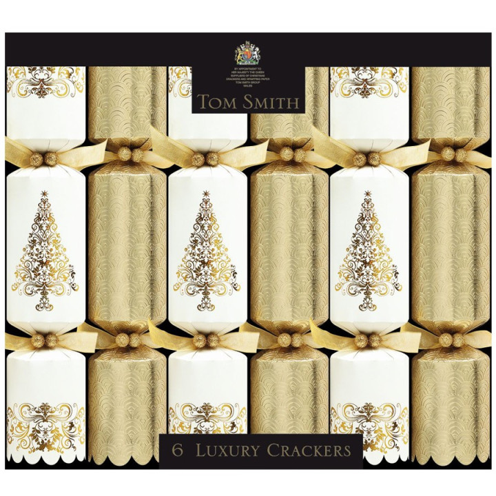 Creme & Gold Luxury Christmas Crackers Tom Smith x6