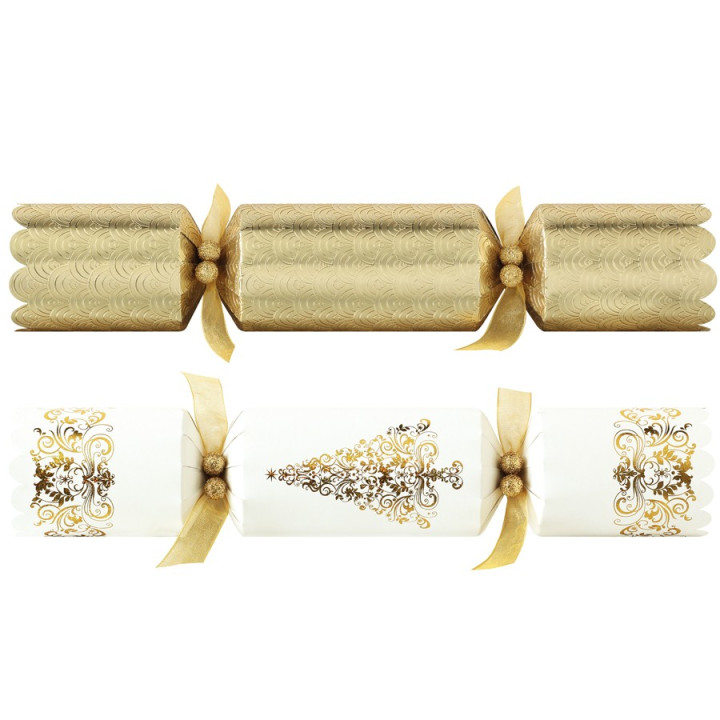Creme & Gold Luxury Christmas Crackers Tom Smith x6