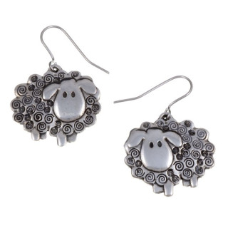 Tin Earrings Swirly Sheep