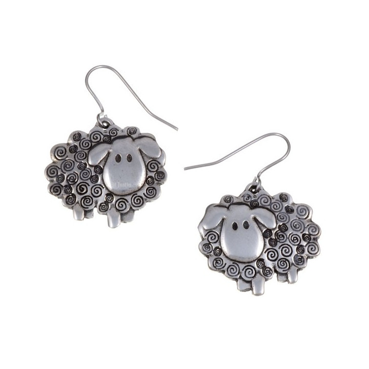 Boucles d'oreilles en étain Swirly Sheep