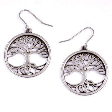 Tree of Life Tin Drop Earrings