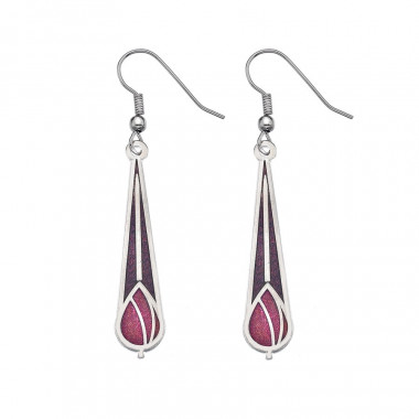 Boucles d'Oreilles Mack Goutte Mauve/Rouge