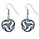 Triskele Blue Enamel Drop Earrings