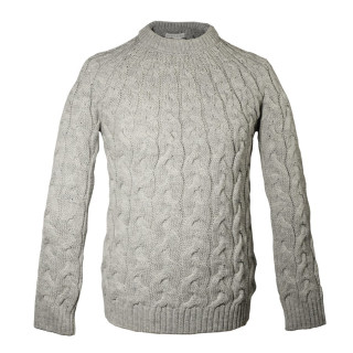 Pull Torsades Col Rond Gris Clair Peregrine
