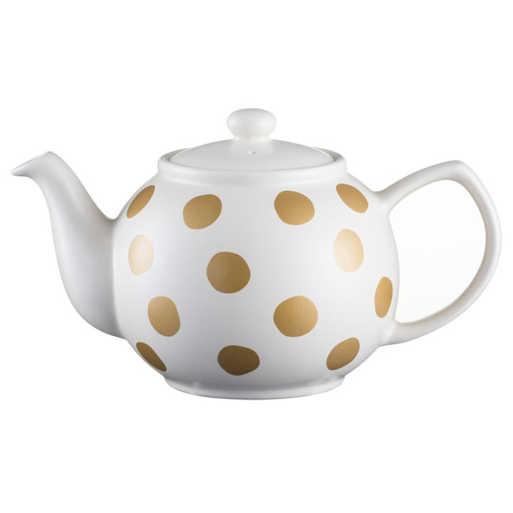 Théière Dorée à Pois en Grès Fin 6 Tasses 1.10L