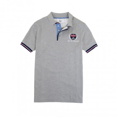 Out Of Ireland Mottled Grey Stitched Knit Polo Shirt