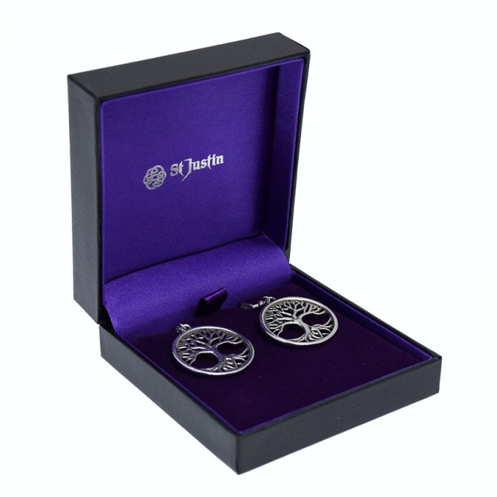 Tree of Life Tin Drop Earrings