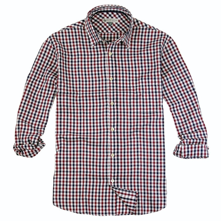 Out of Ireland Gingham Navy & Burgundy Shirt