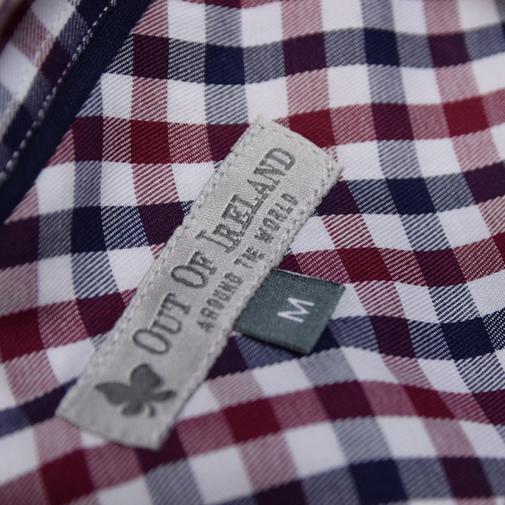 Out of Ireland Gingham Navy & Burgundy Shirt