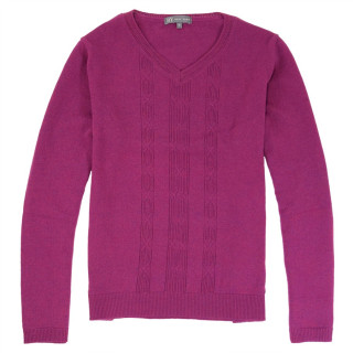 Pull Col V Maille Fine Fuchsia Best Yarn