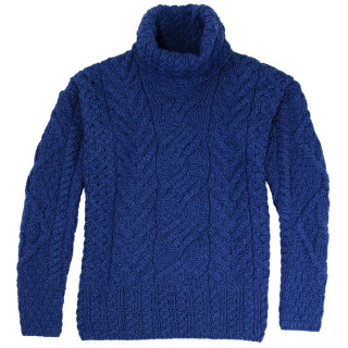 Pull Col Roulé Bleu Aran Woollen Mills