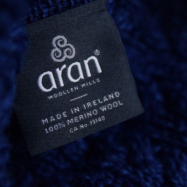 Pull Col Roulé Bleu Aran Woollen Mills
