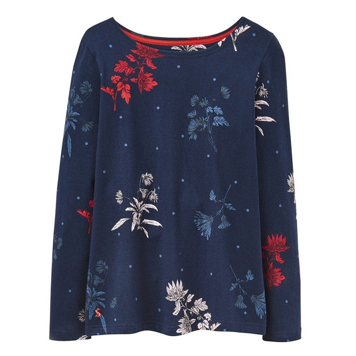 T-shirt Manches Longues Marine Motif Fleurs Tom Joule