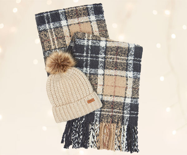 Barbour Saltburn Rosewood Beanie and Scarf